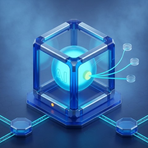 AI Transformation - central AI core with orbiting agent nodes